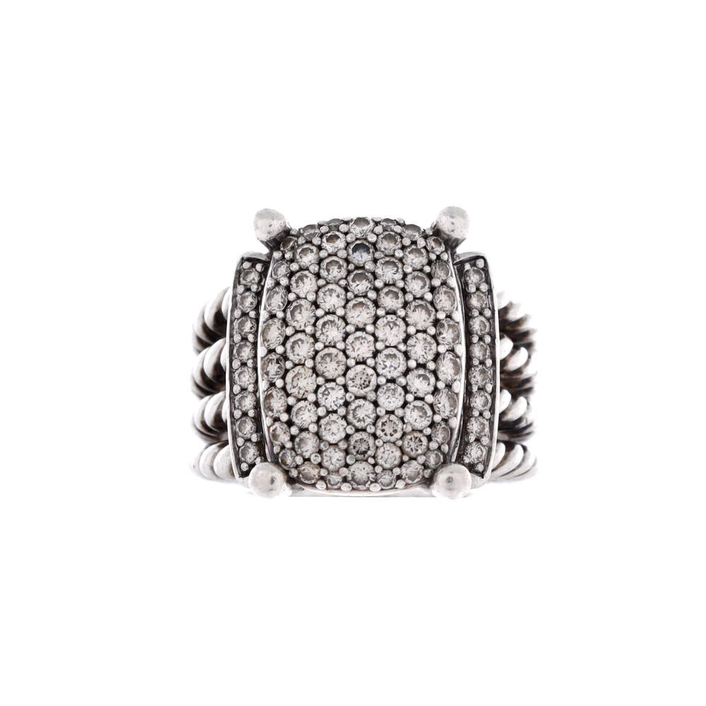 David Yurman 16mm Wheaton Ring Sterling Silver and Diamonds